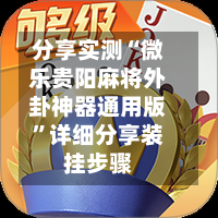 分享实测“微乐贵阳麻将外卦神器通用版	”详细分享装挂步骤-第2张图片