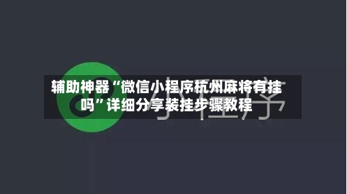 辅助神器“微信小程序杭州麻将有挂吗”详细分享装挂步骤教程-第2张图片