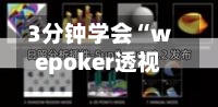 3分钟学会“wepoker透视开挂教程最新版”(辅助神器)开挂详细教程-第3张图片