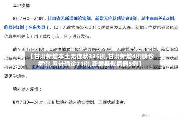 【甘肃新增本土无症状335例,甘肃新增4例确诊病例,累计确诊71例,新增疑似病例5例】-第2张图片