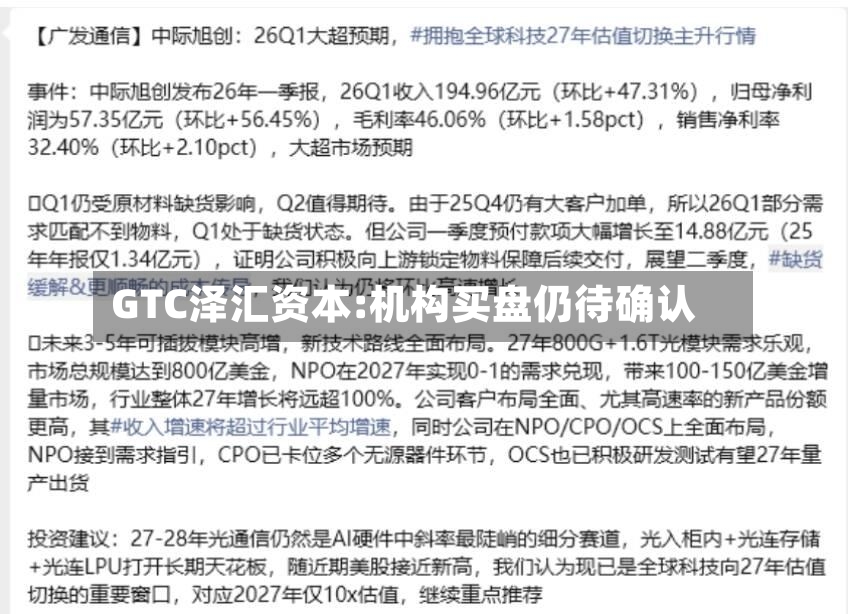 GTC泽汇资本:机构买盘仍待确认