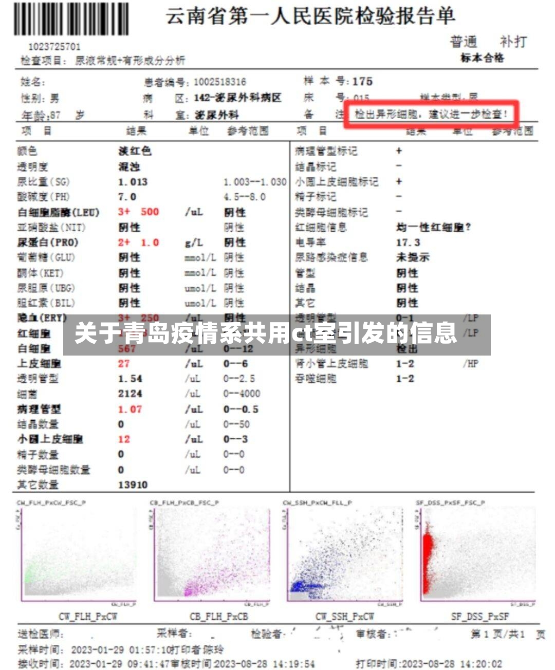 关于青岛疫情系共用ct室引发的信息