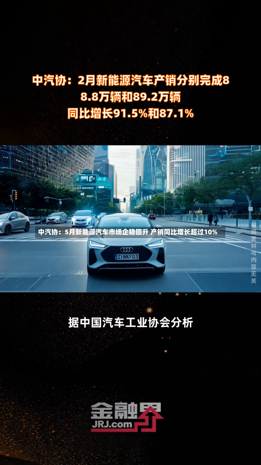 中汽协：5月新能源汽车市场企稳回升 产销同比增长超过10%
