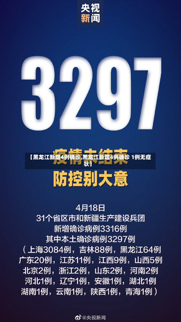 【黑龙江新增4例确诊,黑龙江新增4例确诊 1例无症状】