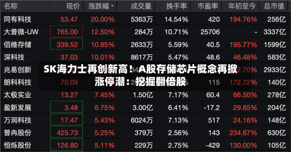 SK海力士再创新高!A股存储芯片概念再掀涨停潮:挖掘翻倍股-第2张图片