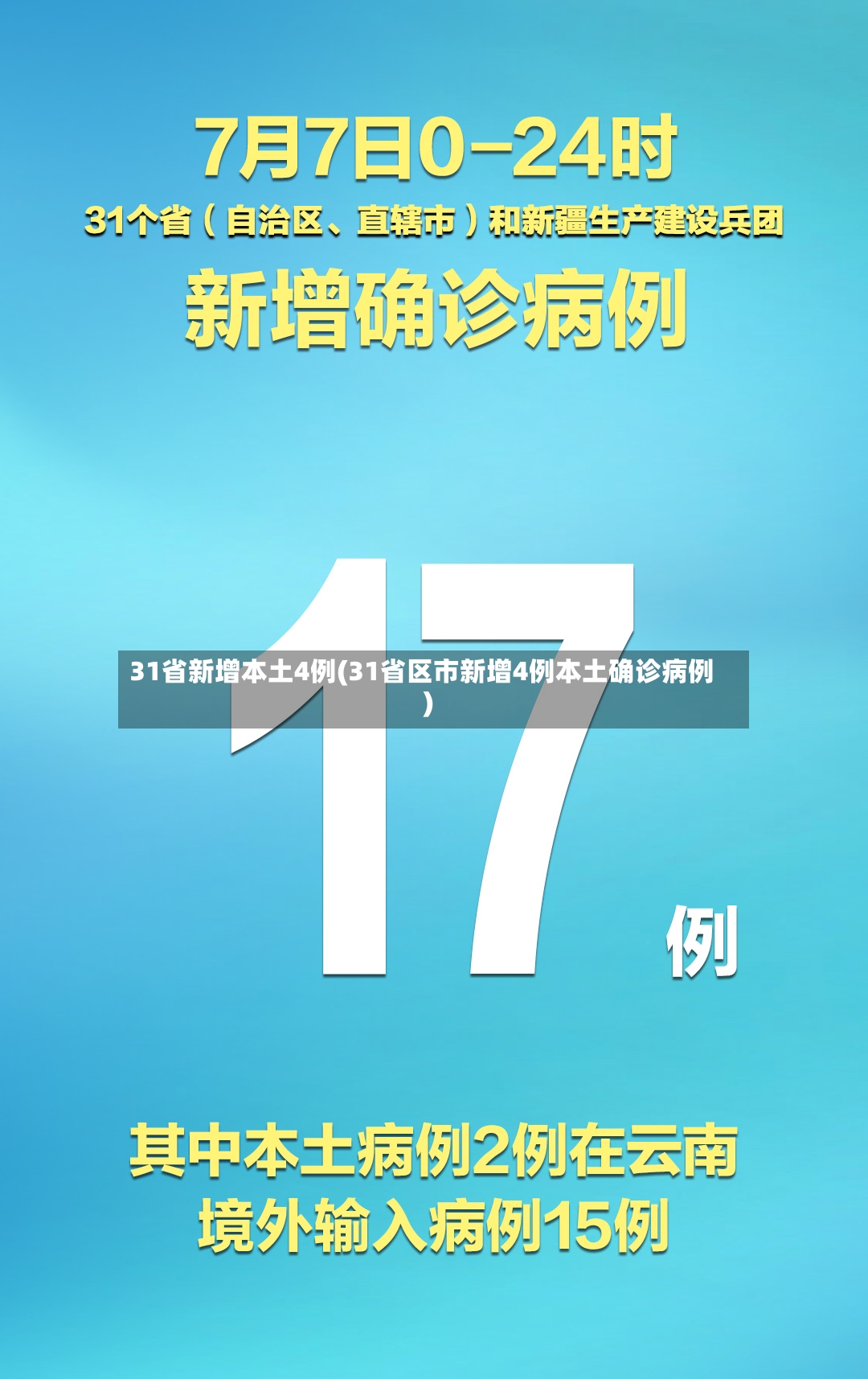 31省新增本土4例(31省区市新增4例本土确诊病例)