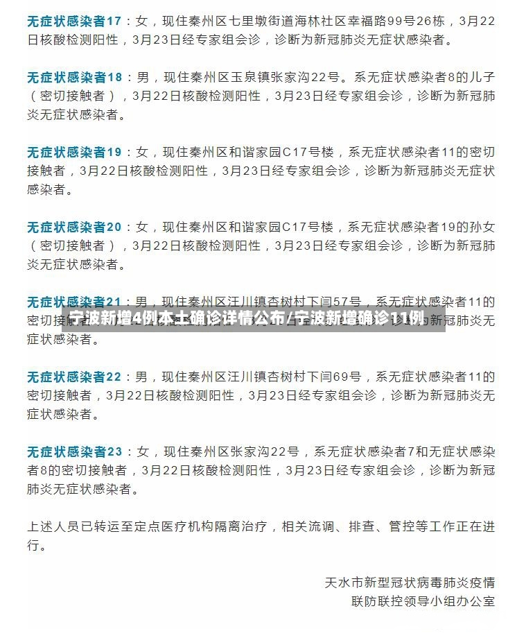 宁波新增4例本土确诊详情公布/宁波新增确诊11例