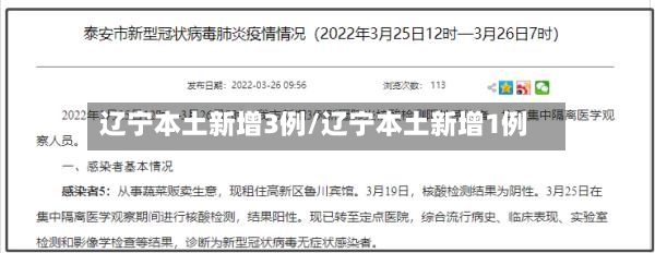辽宁本土新增3例/辽宁本土新增1例