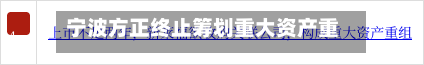 宁波方正终止筹划重大资产重组-第2张图片