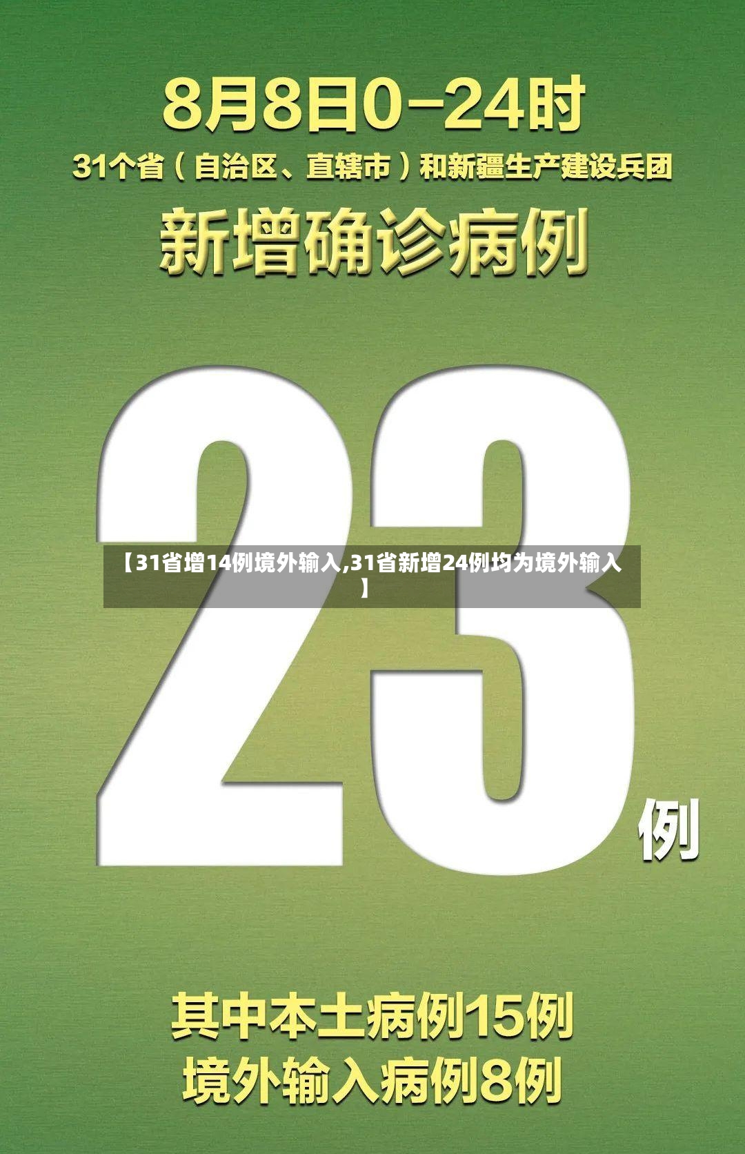 【31省增14例境外输入,31省新增24例均为境外输入】
