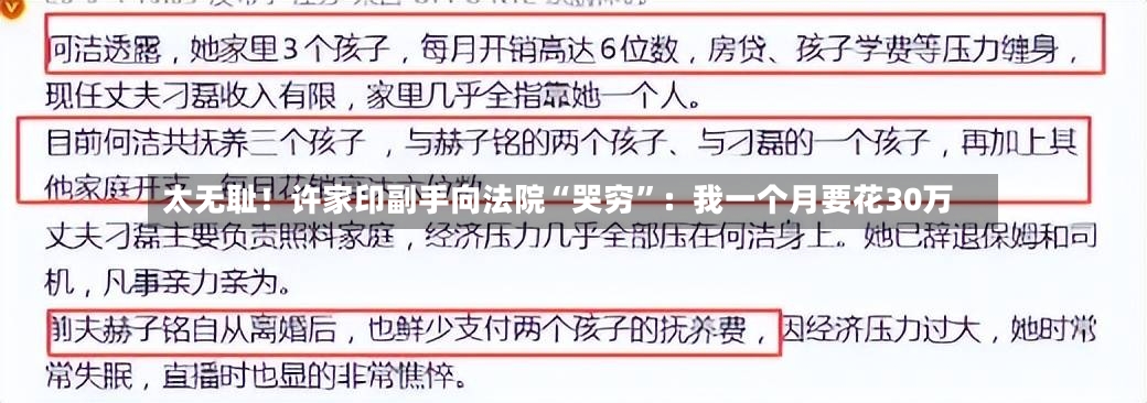 太无耻！许家印副手向法院“哭穷”：我一个月要花30万-第2张图片